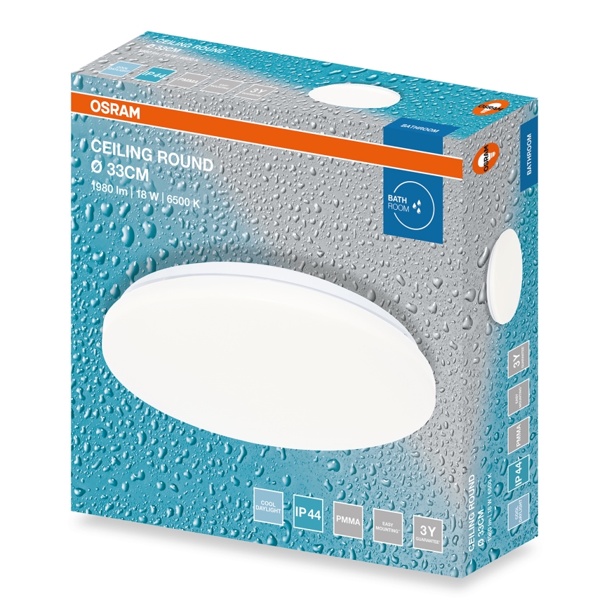 Osram - Plafón LED para baño CEILING ROUND LED/18W/230V 6500K Ø33 cm IP44 blanco