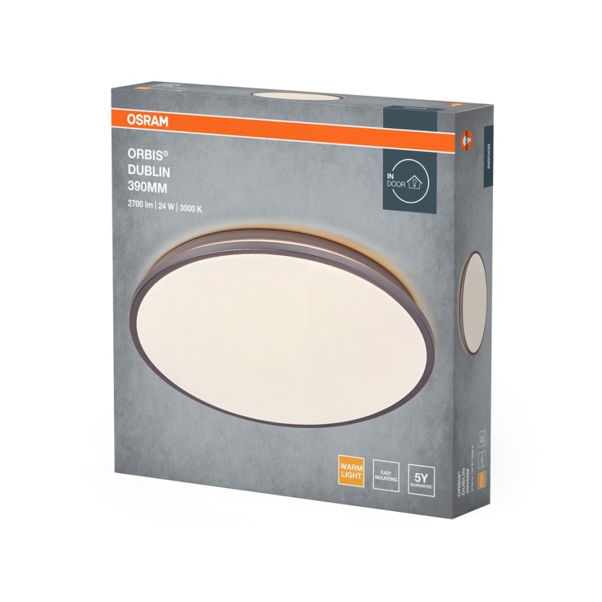 Osram - Plafón LED ORBIS DUBLIN LED/24W/230V, diámetro 39 cm, plateado
