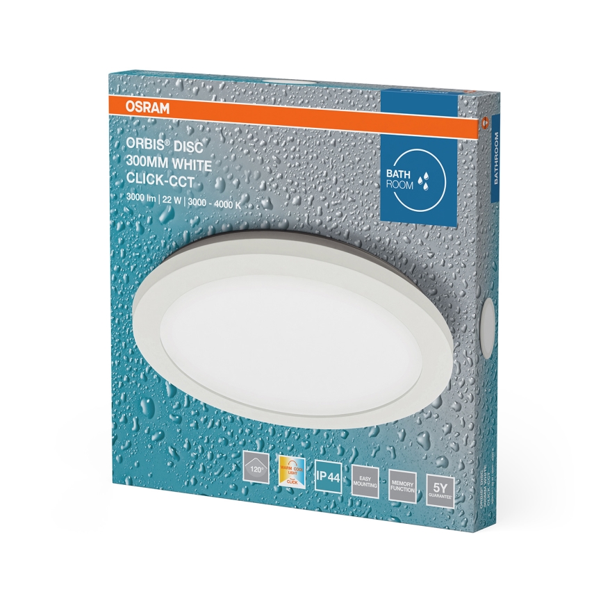 Osram - Luminaria de techo LED para baño ORBIS DISC LED/22W/230V 3000/4000K Ø 30 cm IP44 blanca