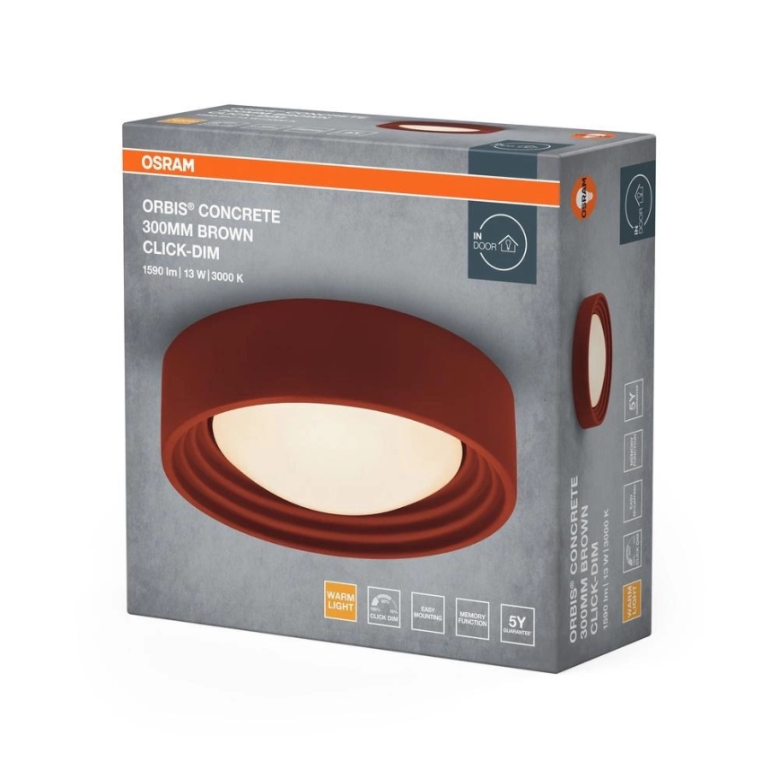 Osram - Luminaria de techo LED regulable ORBIS CONCRETE LED/13W/230V Ø 30 cm marrón/hormigón