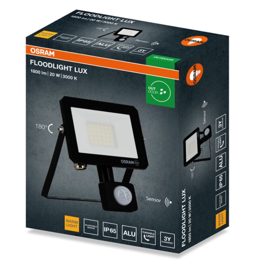 Osram - Proyector LED con sensor FLOODLIGHT LED/20W/230V 3000K IP65