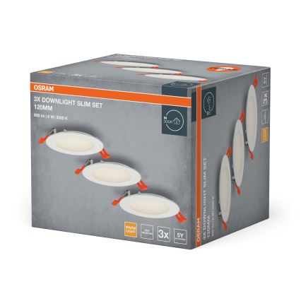 Osram - Pack de 3 downlights empotrables LED SPOT LED/8W/230V 3000K Ø 12 cm blanco