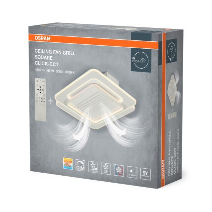 Osram - Luminaria LED de techo regulable con ventilador CEILING FAN LED/55W/230V 3000-6500K blanca + mando a distancia