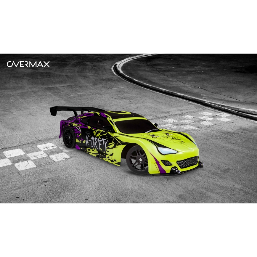 Overmax - Coche RC de drift con mando a distancia X-DRIFT 1000 mAh amarillo/púrpura