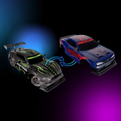 Overmax - Coche RC de drift con mando a distancia X-OVERSLIDE 1000 mAh negro/verde/azul/rojo