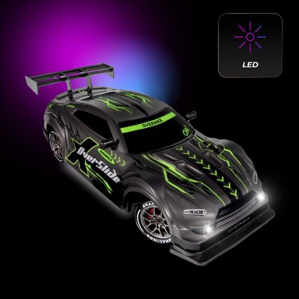 Overmax - Coche RC de drift con mando a distancia X-OVERSLIDE 1000 mAh negro/verde/azul/rojo