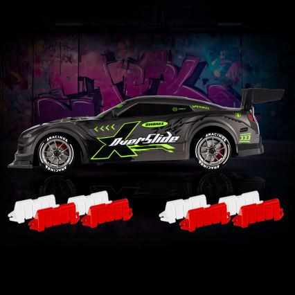 Overmax - Coche RC de drift con mando a distancia X-OVERSLIDE 1000 mAh negro/verde/azul/rojo