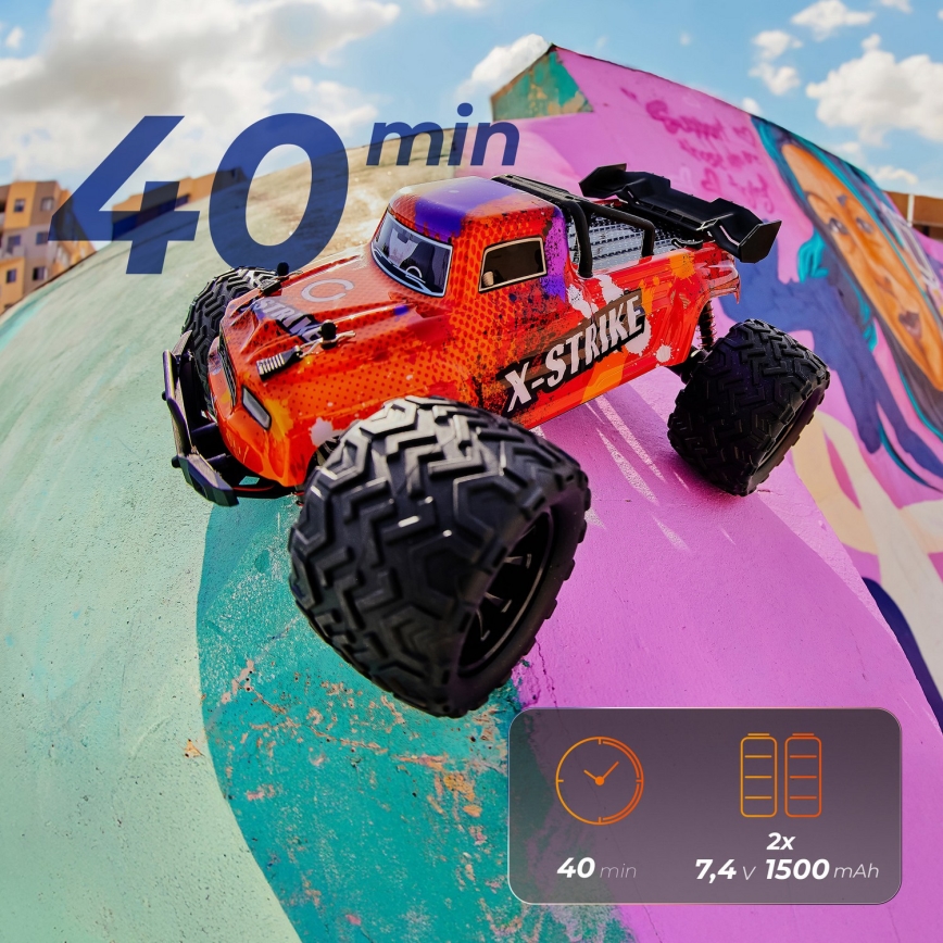 Overmax - Coche RC X-STRIKE con mando a distancia 3000 mAh negro/naranja