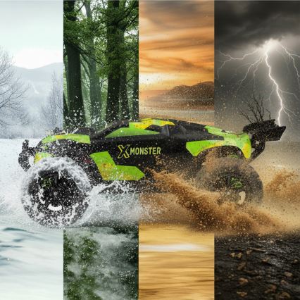 Overmax - coche RC con mando a distancia X-MONSTER 3.5 1700 mAh negro/rojo/verde