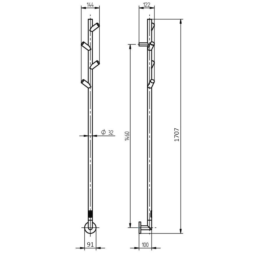 P.M.H. LS1B - Toallero eléctrico LISA 24W/230V 170 cm IP44 negro