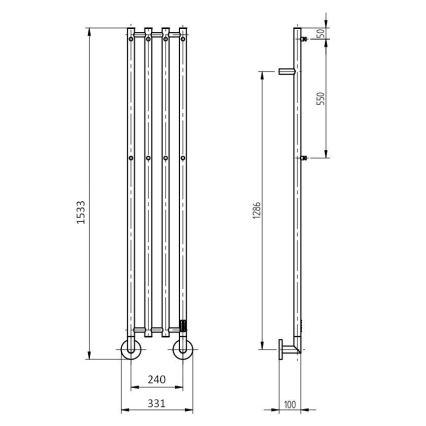 P.M.H. MO1SS-L - Toallero eléctrico MONA 93W/230V 153,3 cm IP44 acero inoxidable pulido