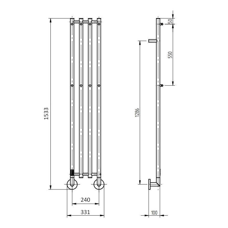 P.M.H. MO1SS-LK - Toallero eléctrico para toallas MONA 93W/230V 153,3 cm IP44 acero inoxidable pulido