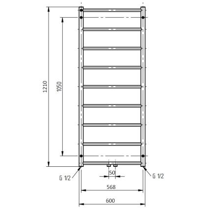 P.M.H. NS4C-M - Radiador toallero NAAS 222 W 121 cm cromo brillante