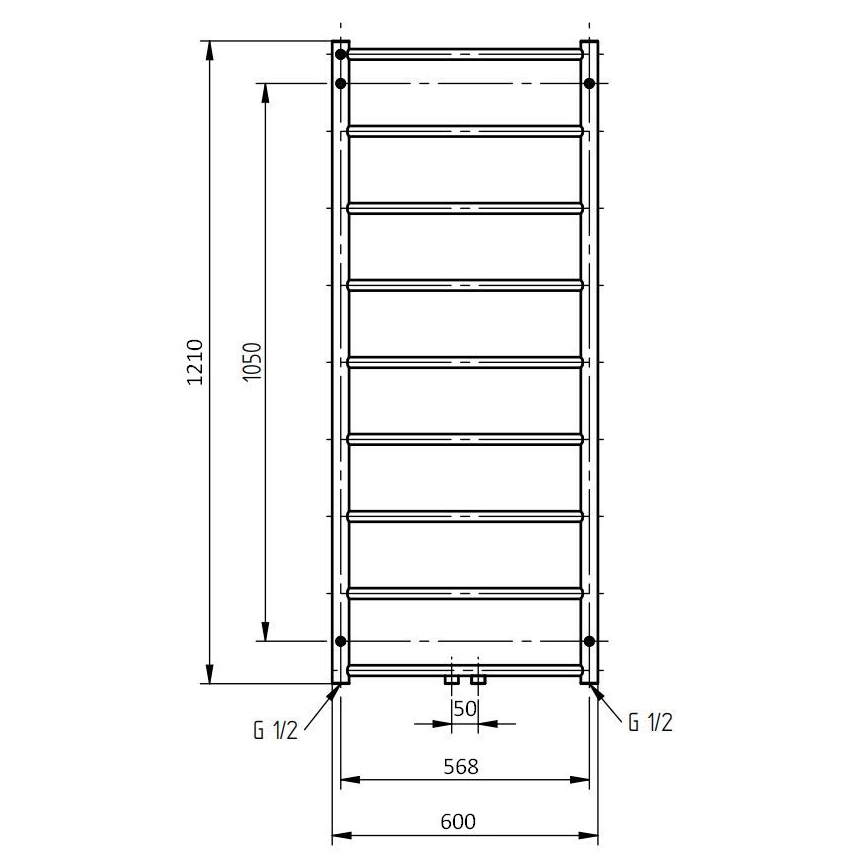 P.M.H. NS4C-M - Radiador toallero NAAS 222 W 121 cm cromo brillante
