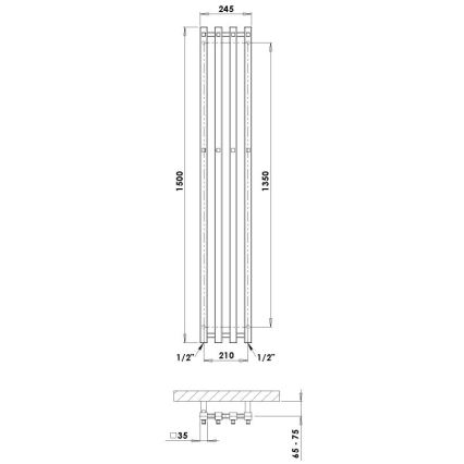 P.M.H. P2W/4 - Radiador toallero para baño PLUTO 406 W 150 cm blanco