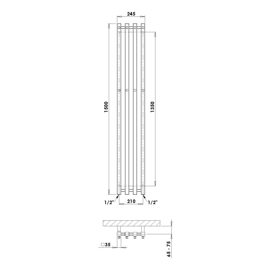P.M.H. P2W/4 - Radiador toallero para baño PLUTO 406 W 150 cm blanco