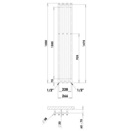 P.M.H. R2C - Radiador toallero tipo escalera para baño ROSENDAL 350W 150 cm cromo brillante