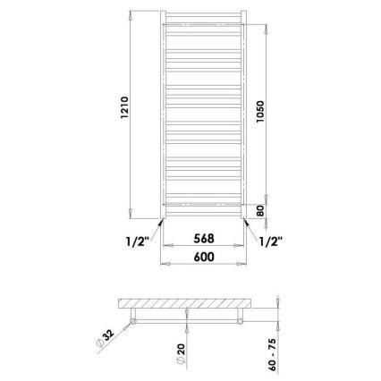 P.M.H. SN4C - Radiador toallero SORANO para baño, 470 W, 121 cm, cromo brillante