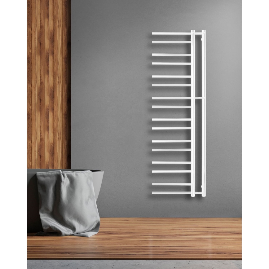 P.M.H. T2W-L - Radiador toallero de baño THEIA, 352 W, 154 cm, versión izquierda, blanco