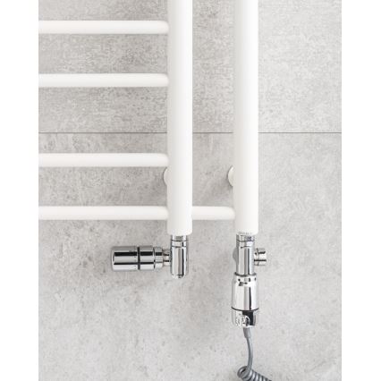 P.M.H. T2W-L - Radiador toallero de baño THEIA, 352 W, 154 cm, versión izquierda, blanco