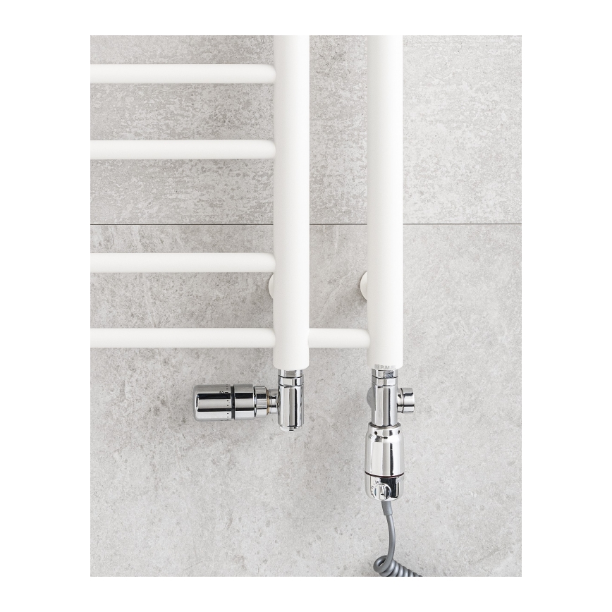 P.M.H. T2W-L - Radiador toallero de baño THEIA, 352 W, 154 cm, versión izquierda, blanco
