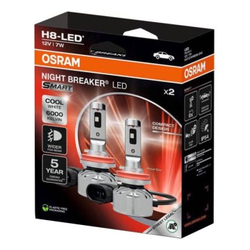Pack de 2 bombillas LED para automóvil NIGHT BREAKER SMART H8 PGJ19-1/7W/12V 6000K - Osram