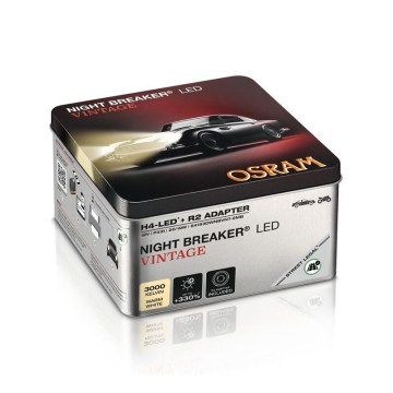 Pack de 2 bombillas LED para automóvil NIGHT BREAKER VINTAGE H4 P43T/20W/12V 3000K - Osram