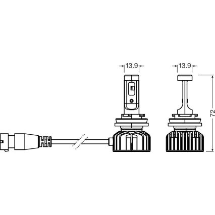 Pack de 2 Bombillas LED para coche NIGHT BREAKER SMART H16 PGJ19-3/4W/12V 6000K - Osram