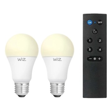 Pack de 2 bombillas LED regulables A60 E27/9W/230V 2700K Wi‑Fi + mando a distancia - WiZ