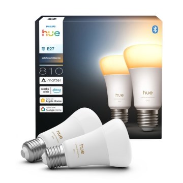 Pack de 2 bombillas LED regulables Philips Hue WHITE AMBIANCE E27/6W/230V 1000-20000K