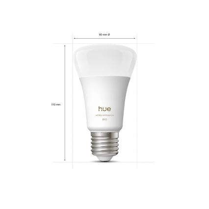 Pack de 2 bombillas LED regulables Philips Hue WHITE AMBIANCE E27/6W/230V 1000-20000K
