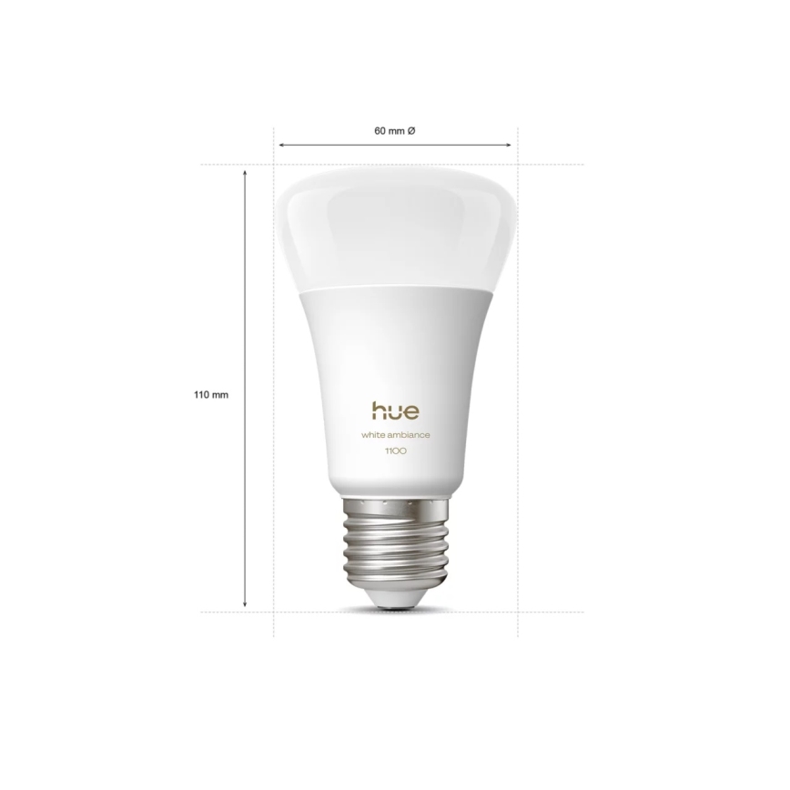 Pack de 2 bombillas LED regulables Philips Hue WHITE AMBIANCE E27/8,1W/230V 1000-20000K