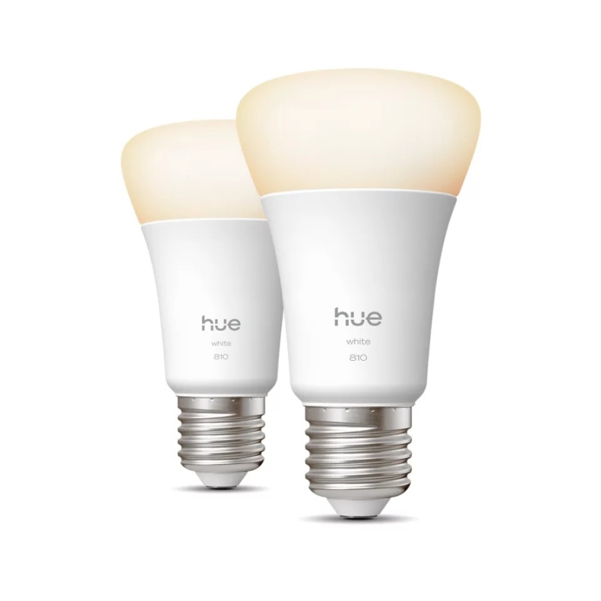 Pack de 2 bombillas LED regulables Philips Hue WHITE E27/7W/230V 2700K