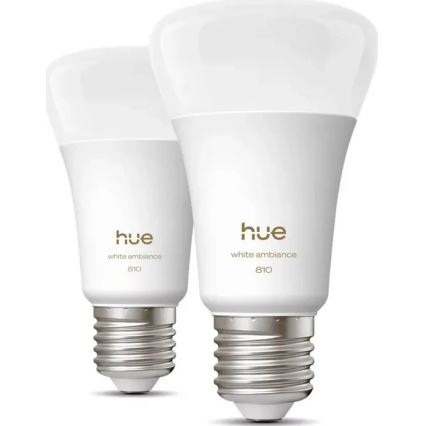 Pack de 2 bombillas LED regulables Philips Hue WHITE E27/7W/230V 2700K