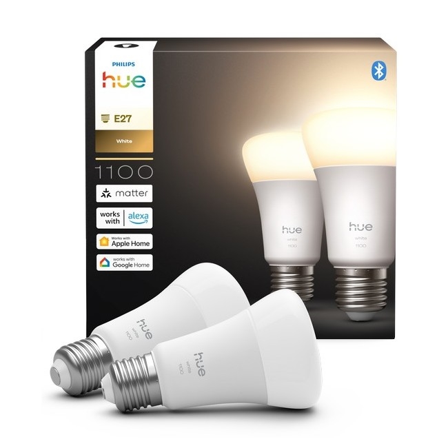 Pack de 2 bombillas LED regulables Philips Hue WHITE E27/9,5W/230V 2700K