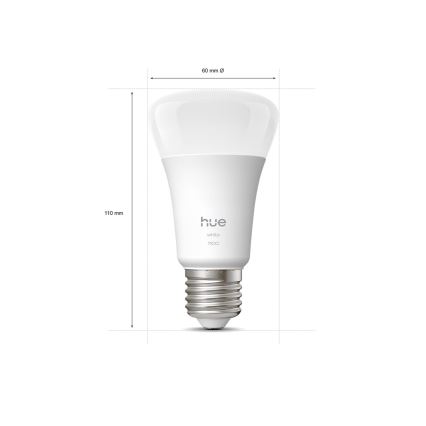 Pack de 2 bombillas LED regulables Philips Hue WHITE E27/9,5W/230V 2700K