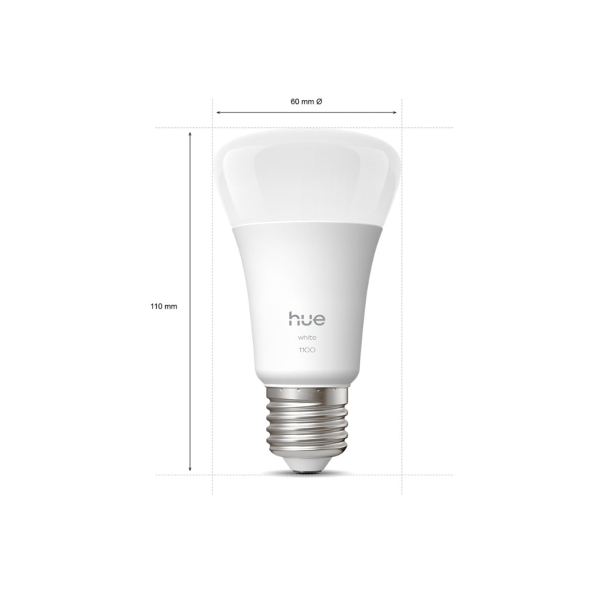 Pack de 2 bombillas LED regulables Philips Hue WHITE E27/9,5W/230V 2700K