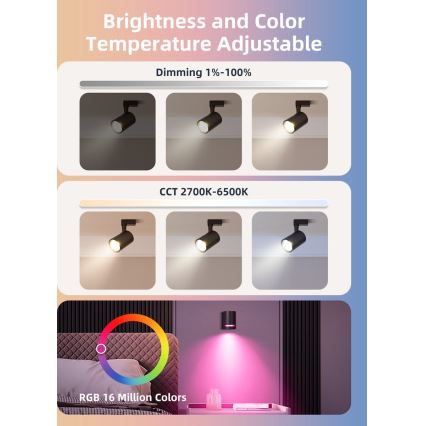 Pack de 2 bombillas LED RGBW regulables MESH GU10/6,5W/230V 2700-6500K Wi-Fi - Aigostar