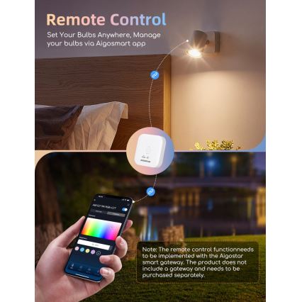 Pack de 2 bombillas LED RGBW regulables MESH GU10/6,5W/230V 2700-6500K Wi-Fi - Aigostar