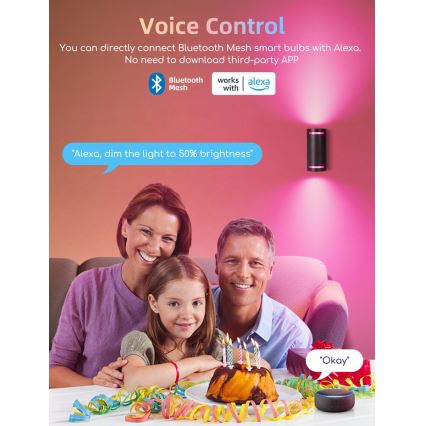 Pack de 2 bombillas LED RGBW regulables MESH GU10/6,5W/230V 2700-6500K Wi-Fi - Aigostar