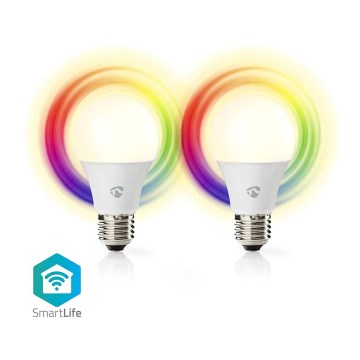 Pack de 2 bombillas LED RGBW regulables SmartLife E27/9W/230V Wi-Fi 2700-6500K