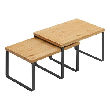 Pack de 2 estanterías de almacenamiento MARGE, negro/marrón
