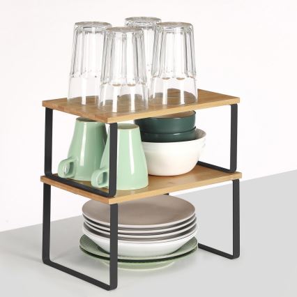 Pack de 2 estanterías de almacenamiento MARGE, negro/marrón