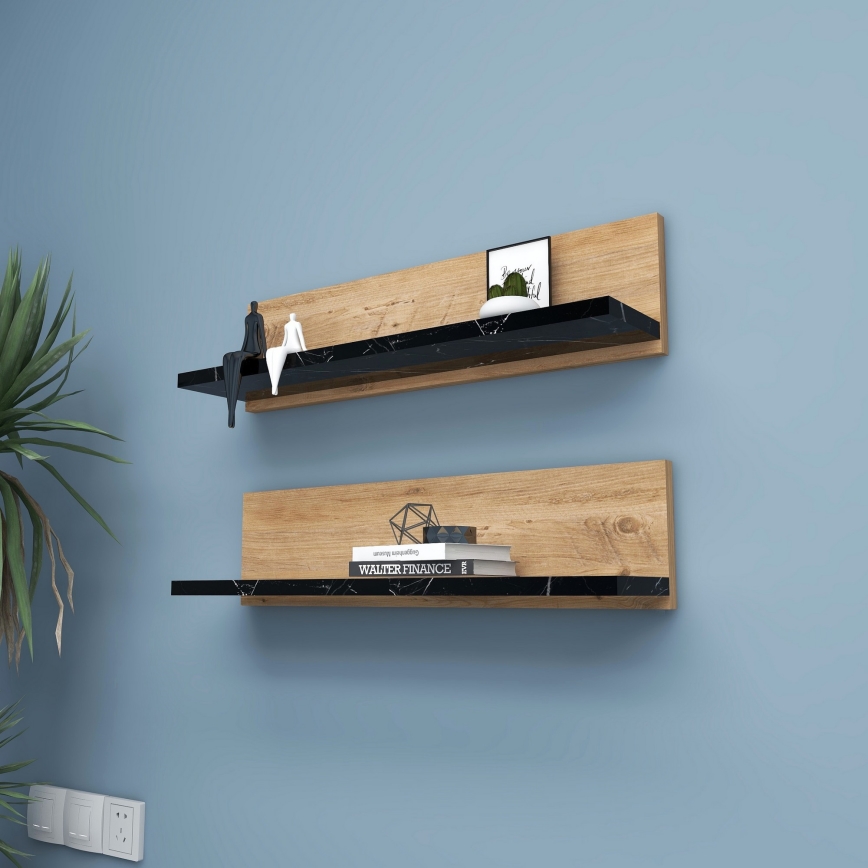Pack de 2 estantes SHELFIE en pino/negro