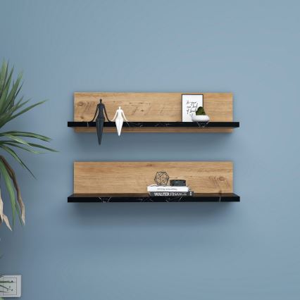 Pack de 2 estantes SHELFIE en pino/negro