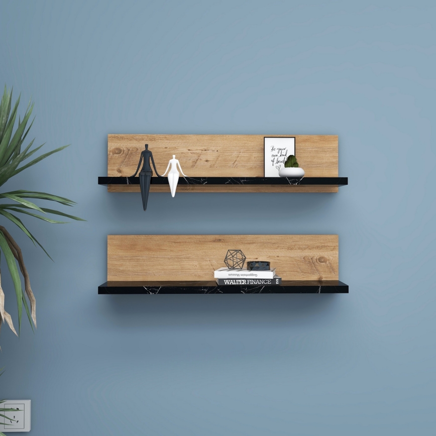 Pack de 2 estantes SHELFIE en pino/negro