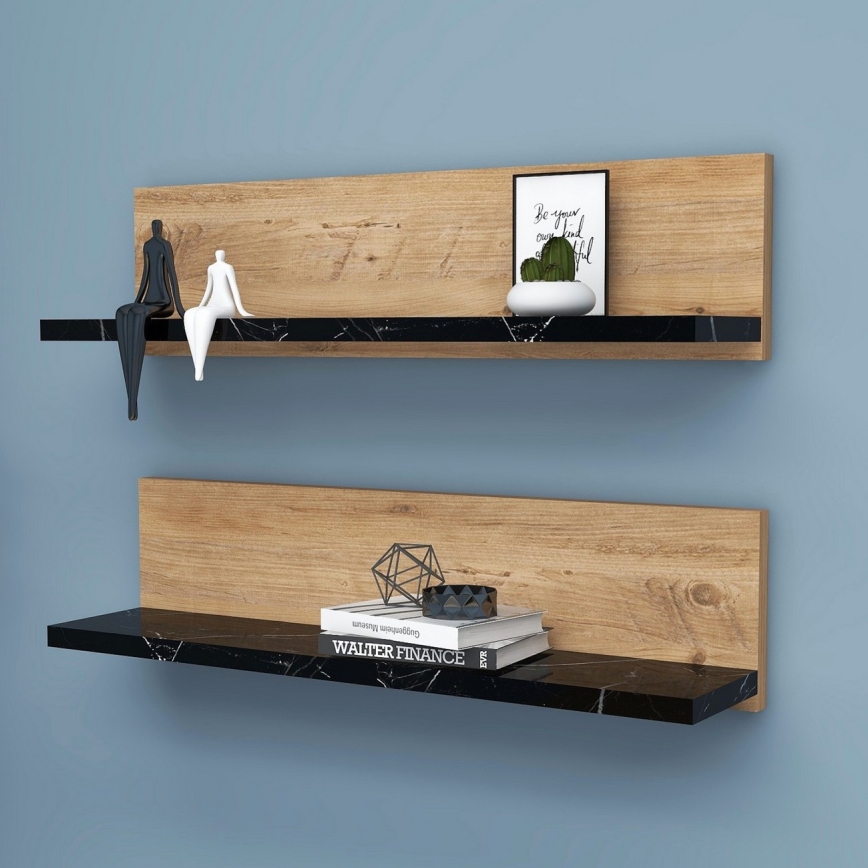 Pack de 2 estantes SHELFIE en pino/negro