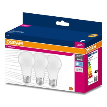 Pack de 3 bombillas LED A60 E27/8,5W/230V 6500K - Osram