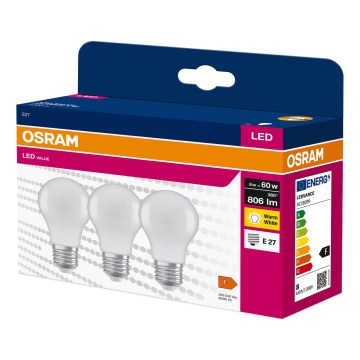 Pack de 3 bombillas LED A60 E27/8W/230V 3000K - Osram