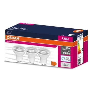 Pack de 3 bombillas LED PAR16 GU10/4,5W/230V 6500K 60° - Osram